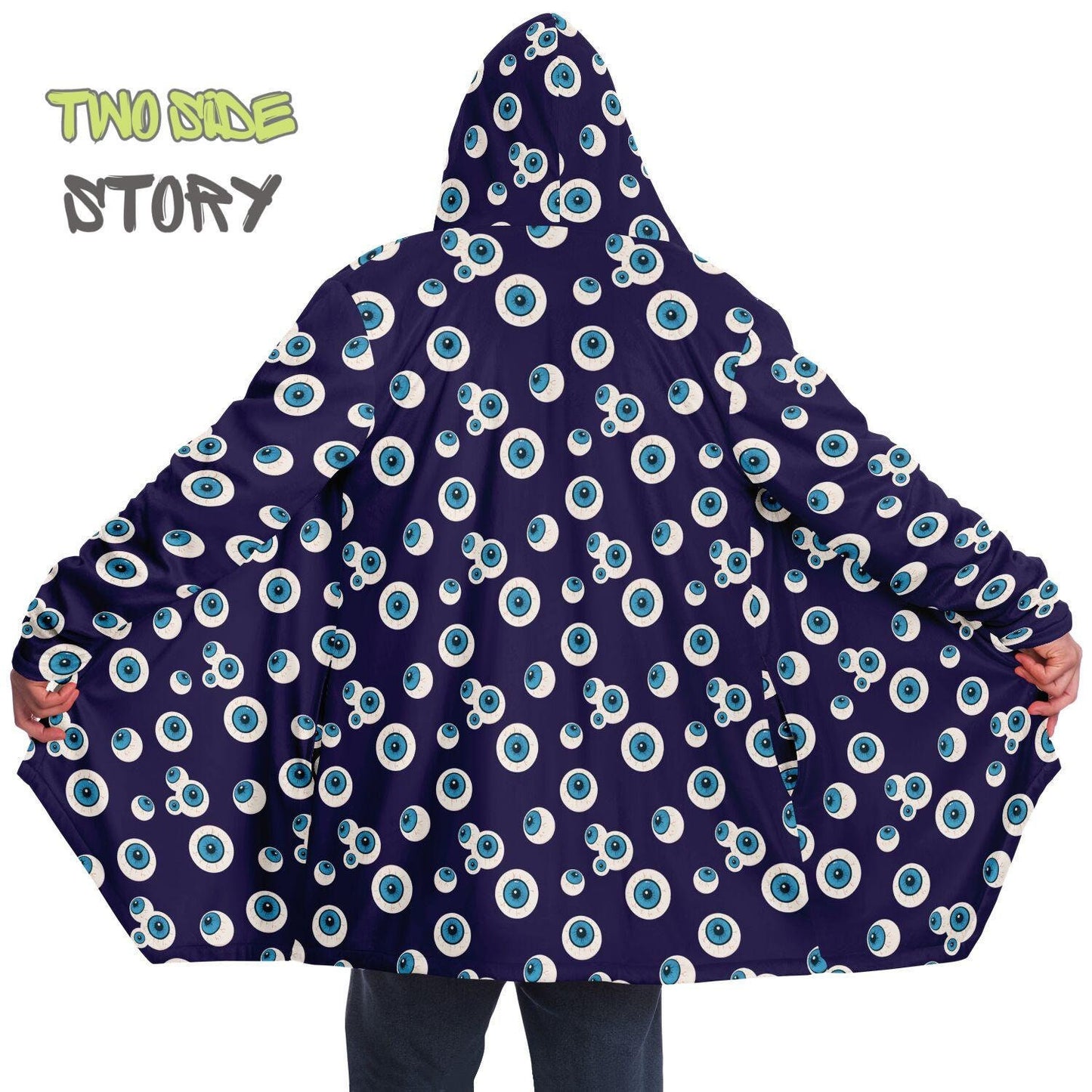 Unique Micro-fleece Evil Eye Print Hooded Cloak,Mykonos Eye Festival Rave Party Wear,Halloween Costume,Unique Gifts