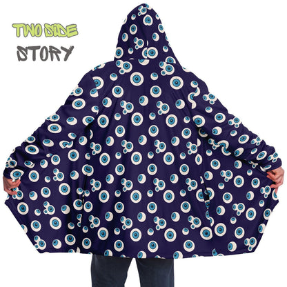 Unique Micro-fleece Evil Eye Print Hooded Cloak,Mykonos Eye Festival Rave Party Wear,Halloween Costume,Unique Gifts