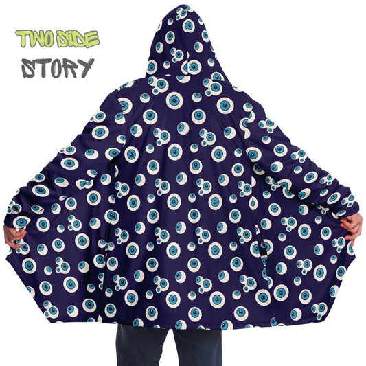 Unique Micro-fleece Evil Eye Print Hooded Cloak,Mykonos Eye Festival Rave Party Wear,Halloween Costume,Unique Gifts
