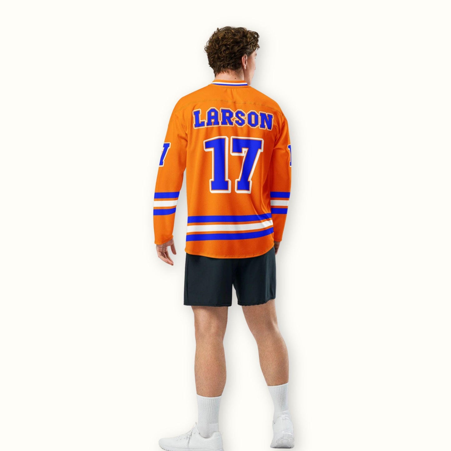 Unisex Oversized Racing Hockey Jersey– Orange & Blue IndyCar-Inspired Jersey with Racing Number 17
