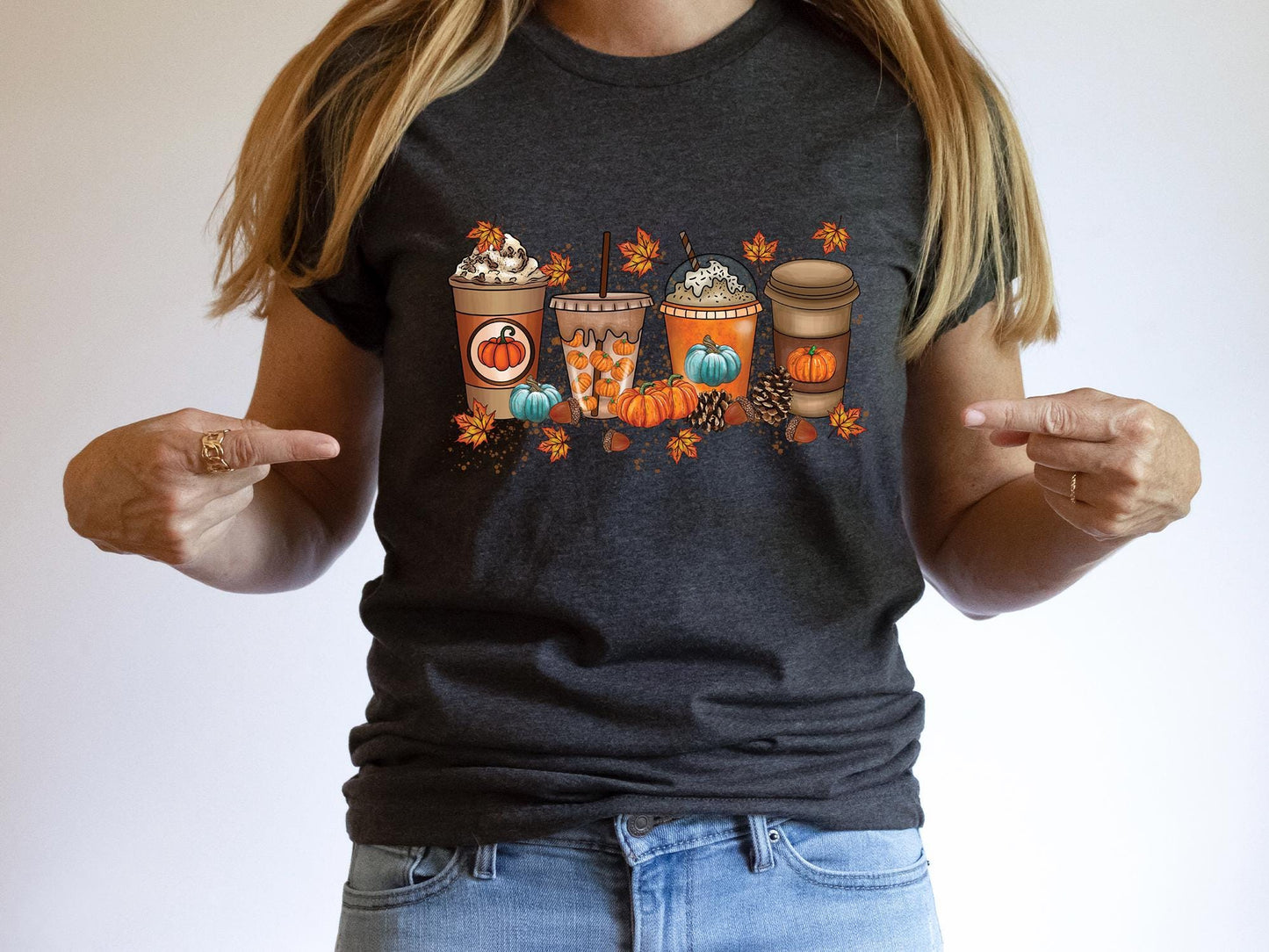 Fall Coffee Shirt, Halloween Pumpkin Latte Drink Cup, Cute Fall Sweatshirt, Coffee Lover Shirt, Pumpkin Spice Shirt, Thanksgiving Shirt