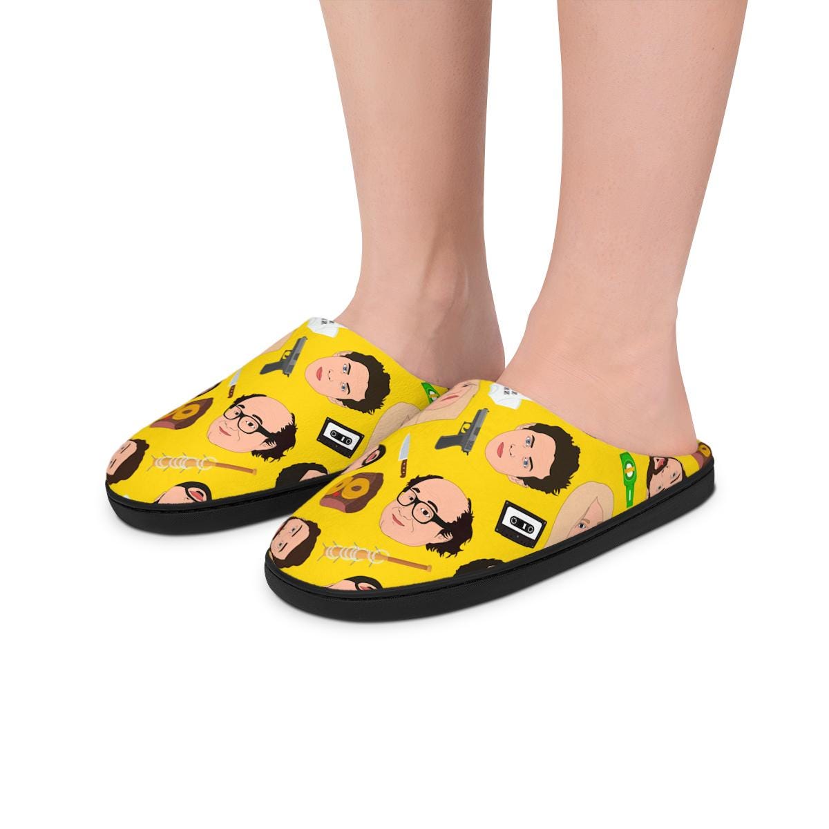 Always Sunny Slippers | Frank Dee Dennis Mac Charlie Indoor Slippers For Her For Him Cartoon Character Yellow Gift