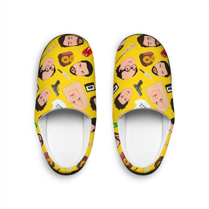 Always Sunny Slippers | Frank Dee Dennis Mac Charlie Indoor Slippers For Her For Him Cartoon Character Yellow Gift