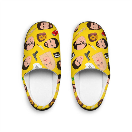 Always Sunny Slippers | Frank Dee Dennis Mac Charlie Indoor Slippers For Her For Him Cartoon Character Yellow Gift