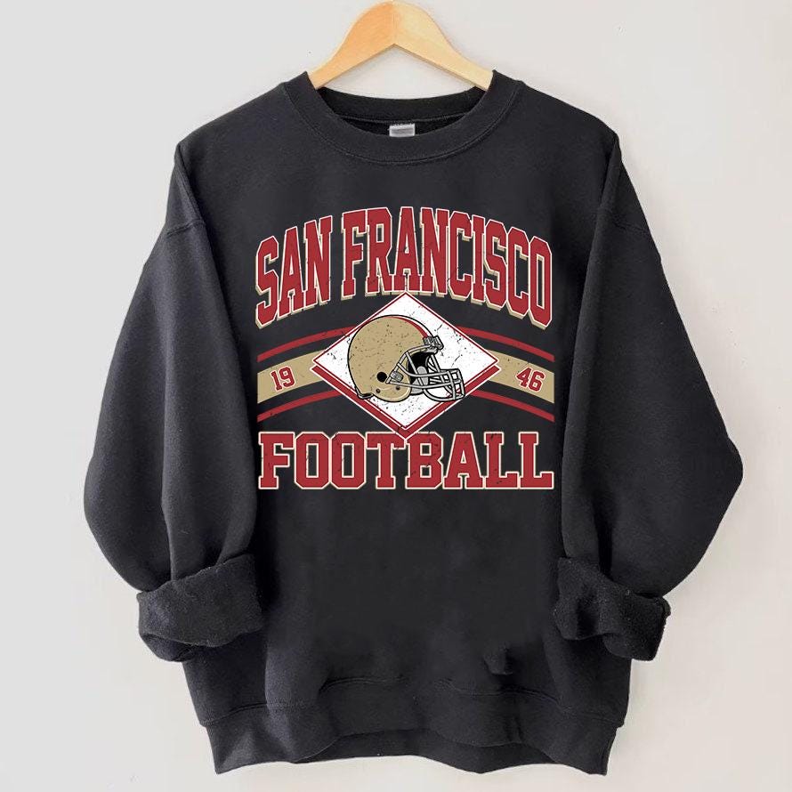 San Francisco Football Sweatshirt, Shirt Retro Style 90s Vintage Unisex Crewneck, Sun Day Football, Graphic Tee Gift For Football Fan Sport.