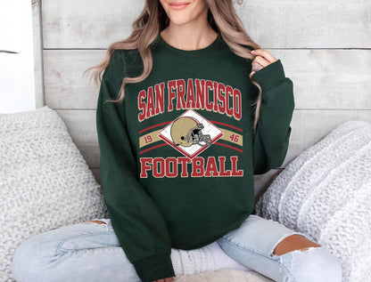 San Francisco Football Sweatshirt, Shirt Retro Style 90s Vintage Unisex Crewneck, Sun Day Football, Graphic Tee Gift For Football Fan Sport.