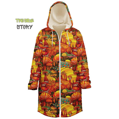 Trippy Psychedelic Mushrooms Printed Microfleece Zipper Jacket, Printed Hoodie,Trippy Cloak, Gift for Him, Unique Christmas Birthday Gifts