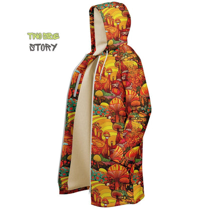 Trippy Psychedelic Mushrooms Printed Microfleece Zipper Jacket, Printed Hoodie,Trippy Cloak, Gift for Him, Unique Christmas Birthday Gifts