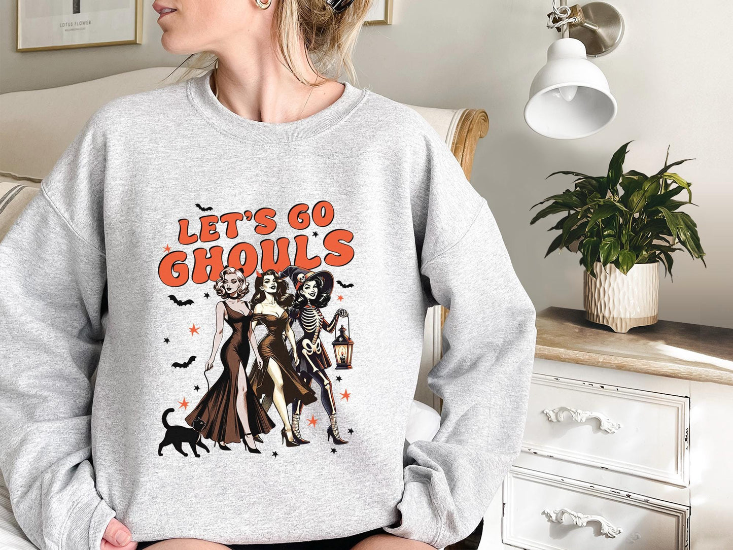 Lets Go Ghouls Sweatshirt, Halloween Sweatshirt, Ghost Halloween Sweatshirt, Funny Ghost Sweater, Retro Halloween Sweater Funny, Halloween