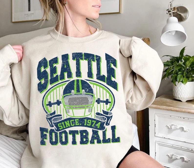 Retro Seattle Football Sweatshirt,Seattle Sunday Shirt, Game Day, Vintage Seattle Football Shirt, Seattle Football Shirt, Sun Day Football