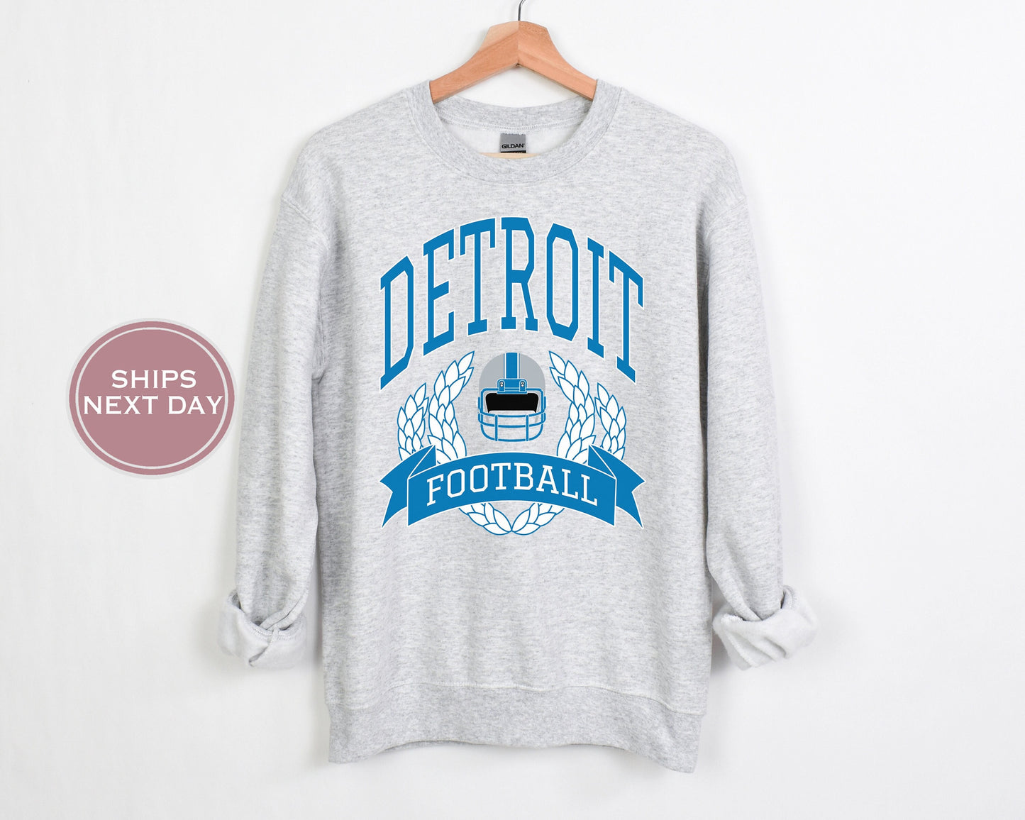 Detroit Football Sweatshirt, Vintage Detroit Crewneck, Retro Detroit Sweatshirt, Detroit Varsity Sweatshirt, Detroit Long Sleeve