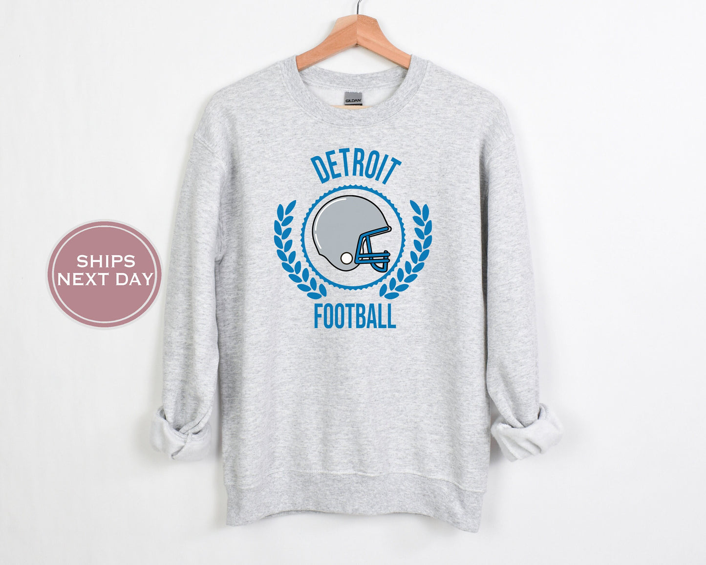 Detroit Football Sweatshirt, Vintage Detroit Crewneck, Retro Detroit Sweatshirt, Detroit Varsity Sweatshirt, Detroit Long Sleeve