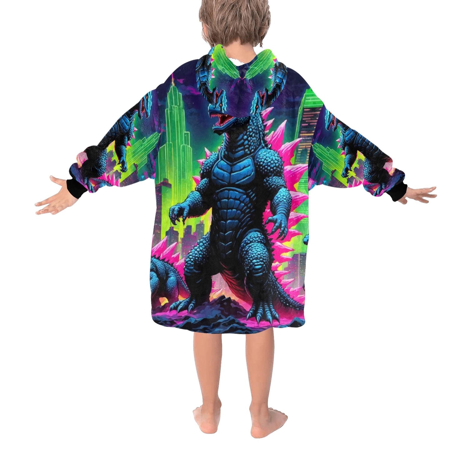 Kids Blanket Hoodie Godzilla Gojira Kaiju Blankets Art Comics Retro Neon Cartoon