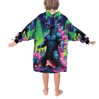Kids Blanket Hoodie Godzilla Gojira Kaiju Blankets Art Comics Retro Neon Cartoon