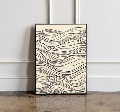 Minimalist Lines Art, Neutral Beige Print, Beige Wall Art Decor, Abstract Line Drawing Print, Minimal Art Poster, Modern Wall Decor
