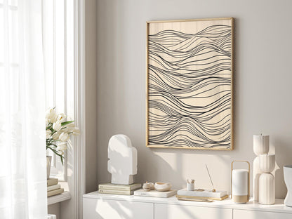 Minimalist Lines Art, Neutral Beige Print, Beige Wall Art Decor, Abstract Line Drawing Print, Minimal Art Poster, Modern Wall Decor