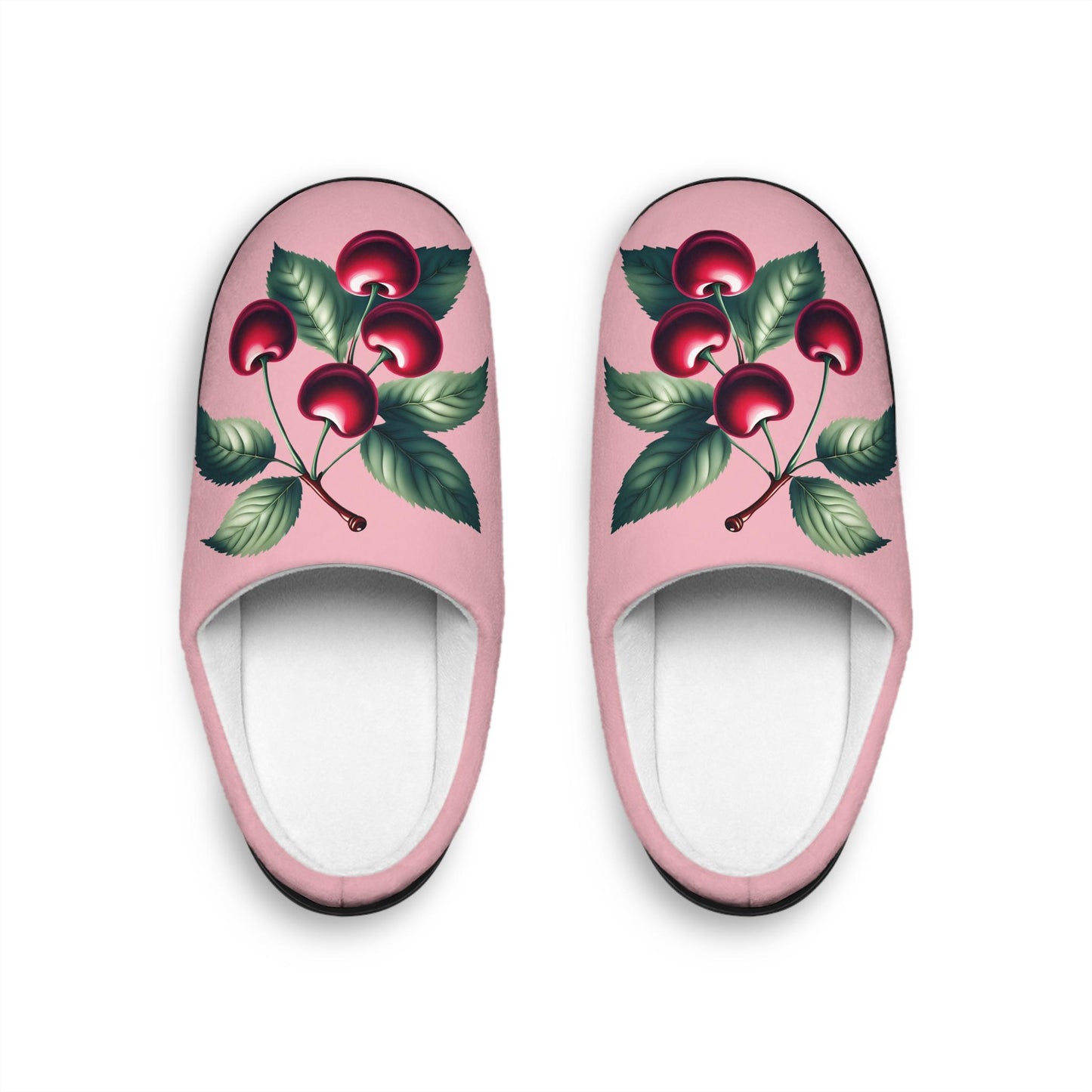 Cherryinspired Women'sSlippers Fruit Cherry Slippers Cherryfruit Houseshoes Slippers On BlushRose Pink PinkBackground Roseful Pink