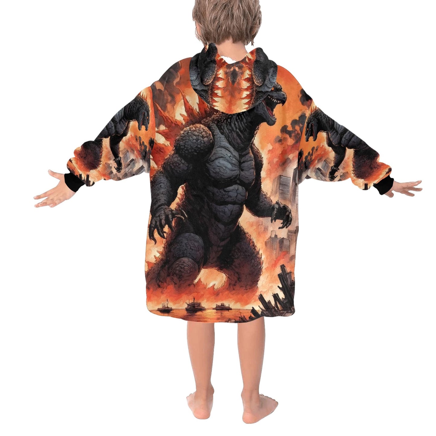 Godzilla Hoodie Blanket Godzilla Gojira Kaiju Blankets Comics Retro Neon Cartoon Godzillas