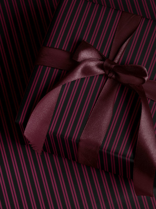 Pink and Black Striped Gift Wrap Moody Wrapping Paper Halloween Party Decor Fall Gift Wrap Romantic Gift for Her Birthday Gift Gothic Decor