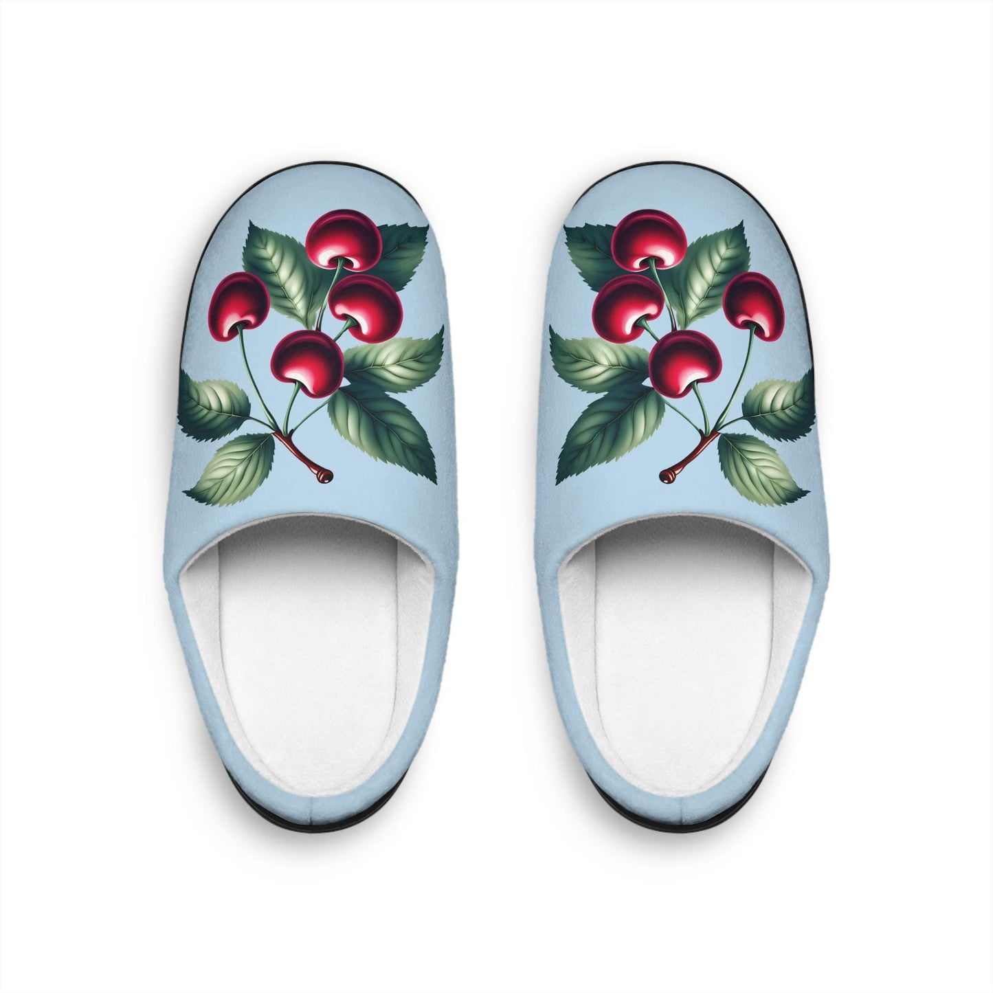 Women's Indoor Slippers Lightblue Slipper Dark Redcherries Houseshoeslipper For Fruitlovers Gifts-for Home Body Soft Fleece Slippers