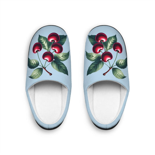 Women's Indoor Slippers Lightblue Slipper Dark Redcherries Houseshoeslipper For Fruitlovers Gifts-for Home Body Soft Fleece Slippers
