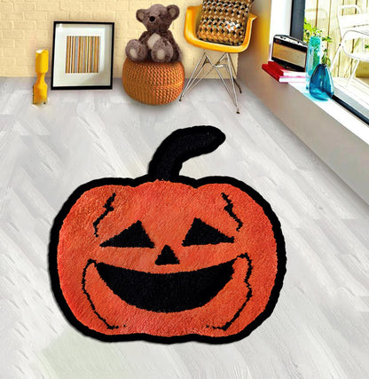 Scary Pumpkin Floor Rug, Halloween Pumpkin, Orange Pumpkin, Kids Room Spooky Pumpkin, Party Decor,Decorate Your Home with Pumpkin, Gift Rug