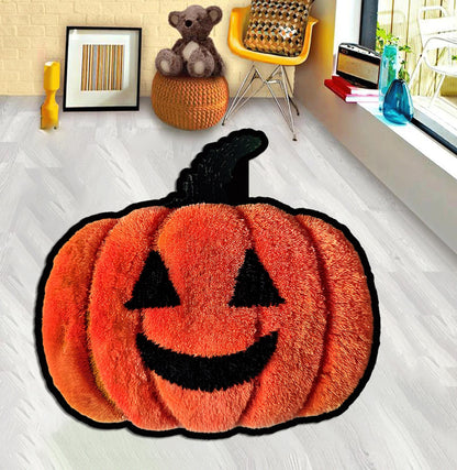 Scary Pumpkin Floor Rug, Halloween Pumpkin, Orange Pumpkin, Kids Room Spooky Pumpkin, Party Decor,Decorate Your Home with Pumpkin, Gift Rug