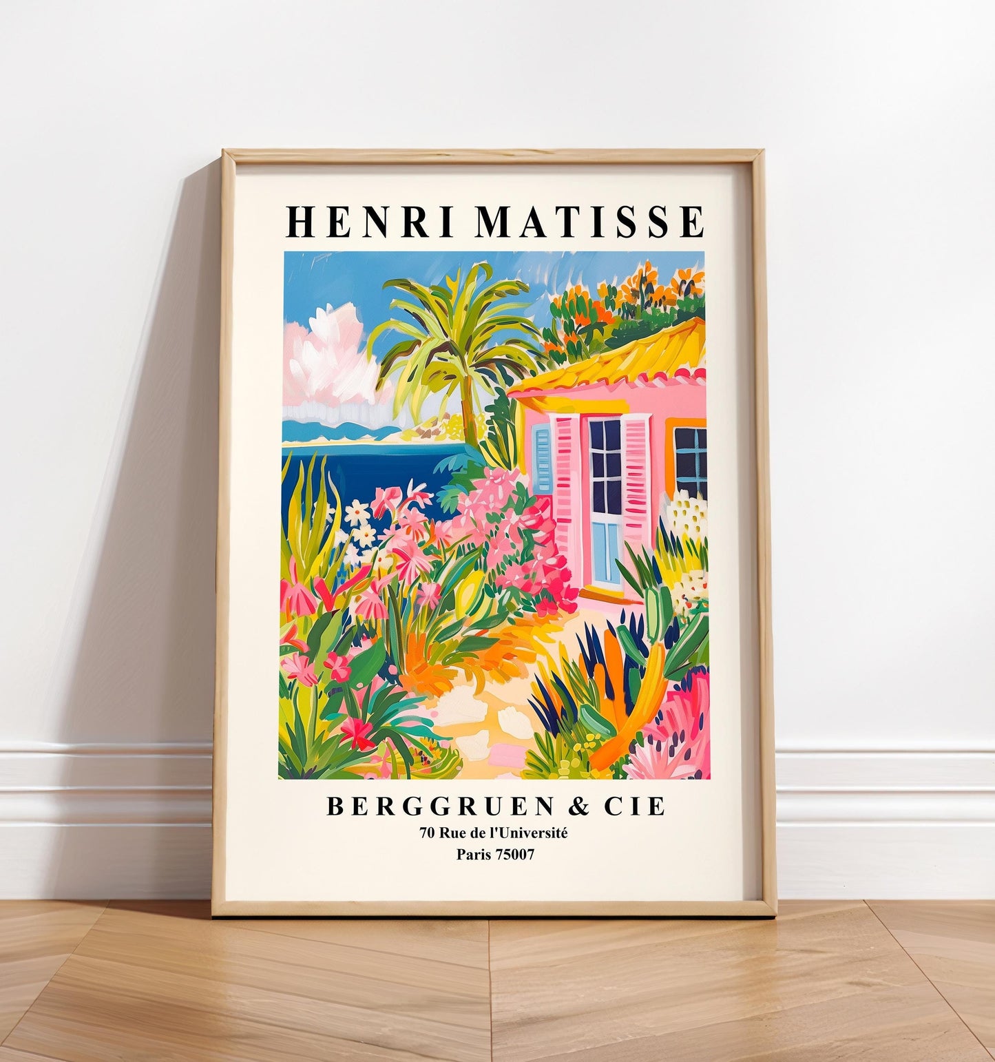 Beach house decor, Mid century modern poster, Pink dopamine art, Maximalist Matisse poster