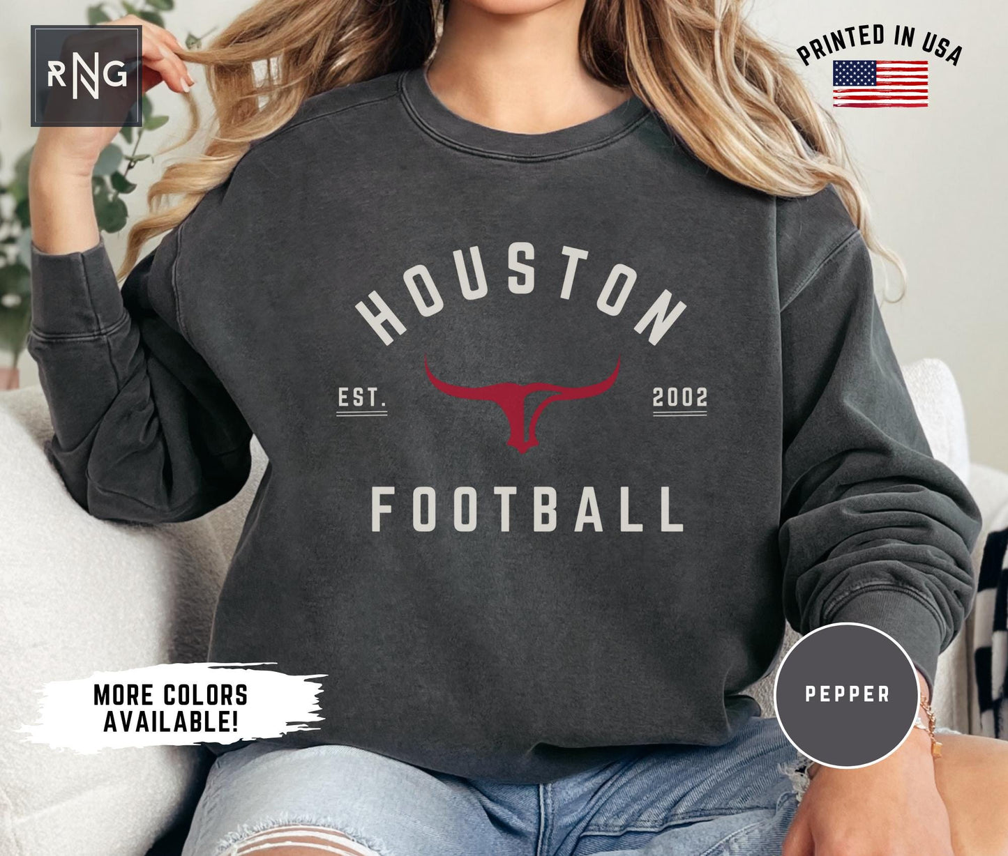 Houston Football Sweatshirt, Retro Sports Fan Shirt, Trendy Game Day Gift Tee, Houston Mascot Sweatshirt, Houston Football Fan Shirt