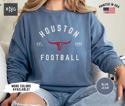 Houston Football Sweatshirt, Retro Sports Fan Shirt, Trendy Game Day Gift Tee, Houston Mascot Sweatshirt, Houston Football Fan Shirt