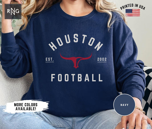 Houston Football Sweatshirt, Retro Sports Fan Shirt, Trendy Game Day Gift Tee, Houston Mascot Sweatshirt, Houston Football Fan Shirt