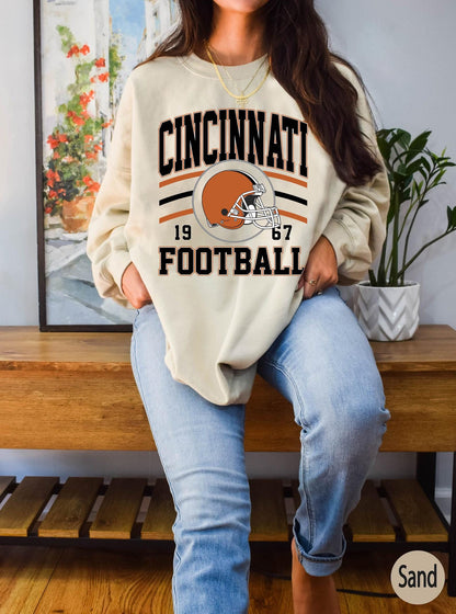 Vintage Cincinnati Football Sweatshirt, Trendy Cincinnati Football Fan Gift, Cincinnati Game Day Shirt, Cincinnati Shirt, Game Day Shirt.