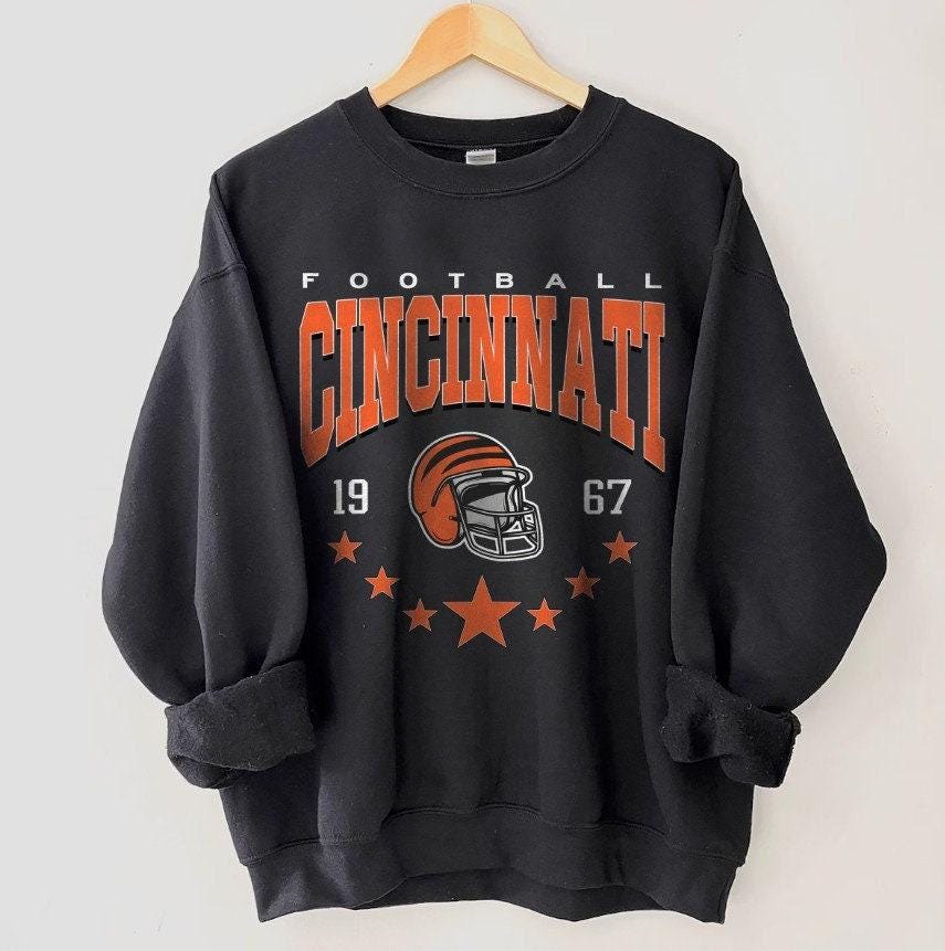 Retro Cincinnati Football Sweatshirt, Trendy Cincinnati Football Fan Gift, Cincinnati Game Day Shirt, Cincinnati Shirt, Game Day Shirt.