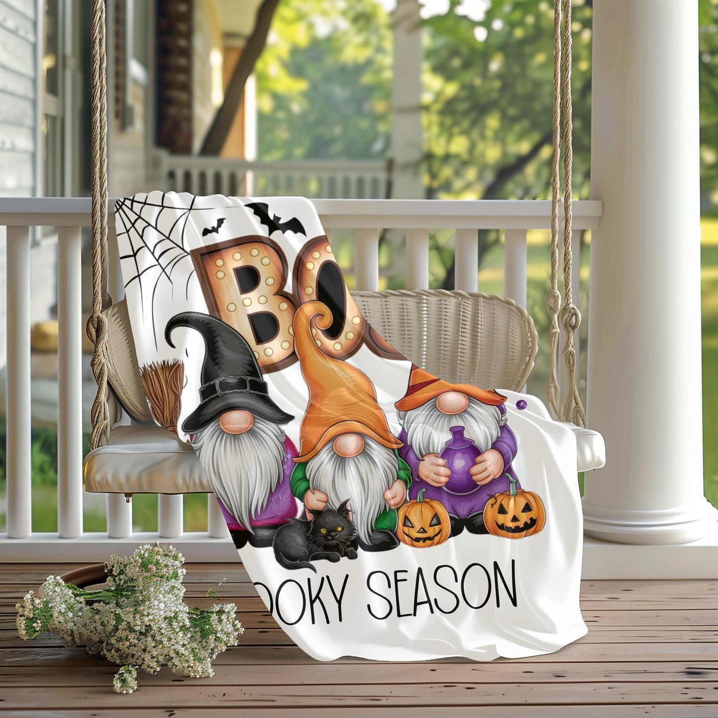 Spooky Season Gnome Blanket, Cute Halloween Gnome Blanket, Halloween Gnome Throw Blanket, Spooky Gnome Blanket, Cute Spooky Gnome Throw