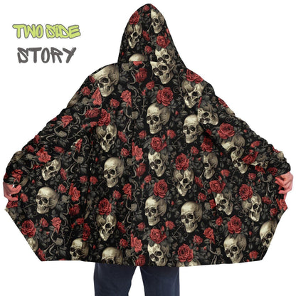 Micro-fleece Halloween Skulls Hooded Cloak, Festival Party Wear,Halloween Cape, Vivid Colors EDM Festival Cape, Unique Gifts,Men's Rave Cape