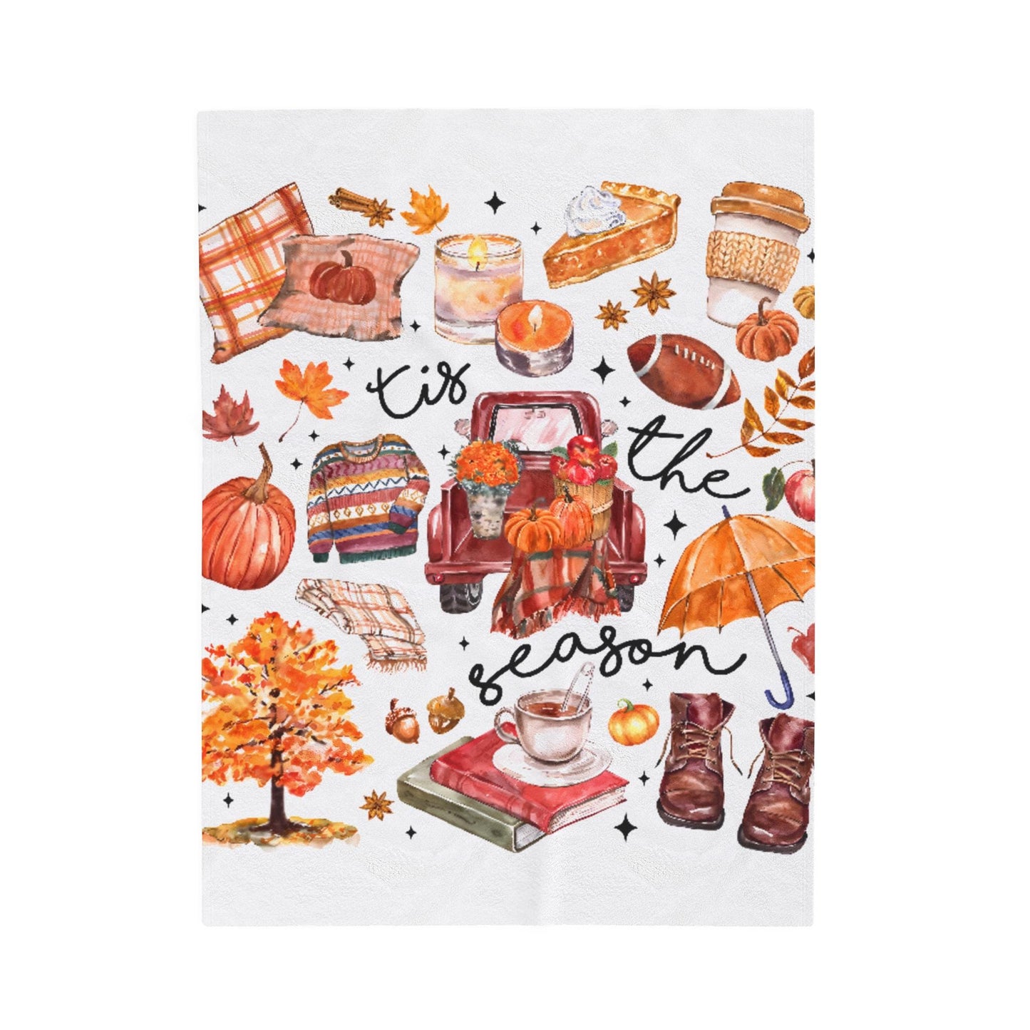 Cute fall blanket, tis the season fall blanket, fall vibes blanket, cute fall pumpkin blanket, fall lovers blanket, fall lover gift