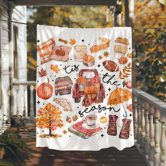 Cute fall blanket, tis the season fall blanket, fall vibes blanket, cute fall pumpkin blanket, fall lovers blanket, fall lover gift