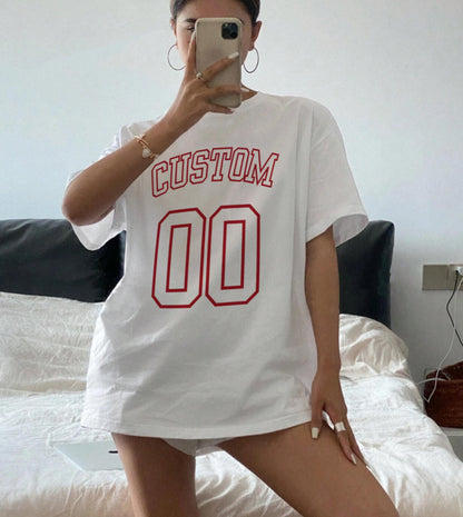 Custom Number and Text Jersey Style Unisex Tshirt