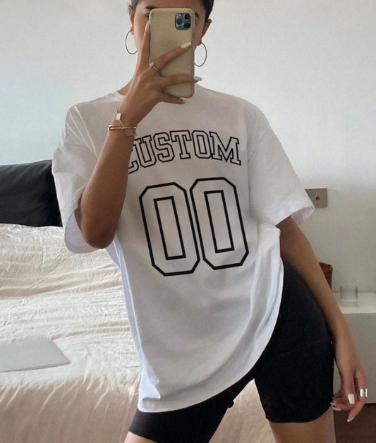 Custom Number and Text Jersey Style Unisex Tshirt