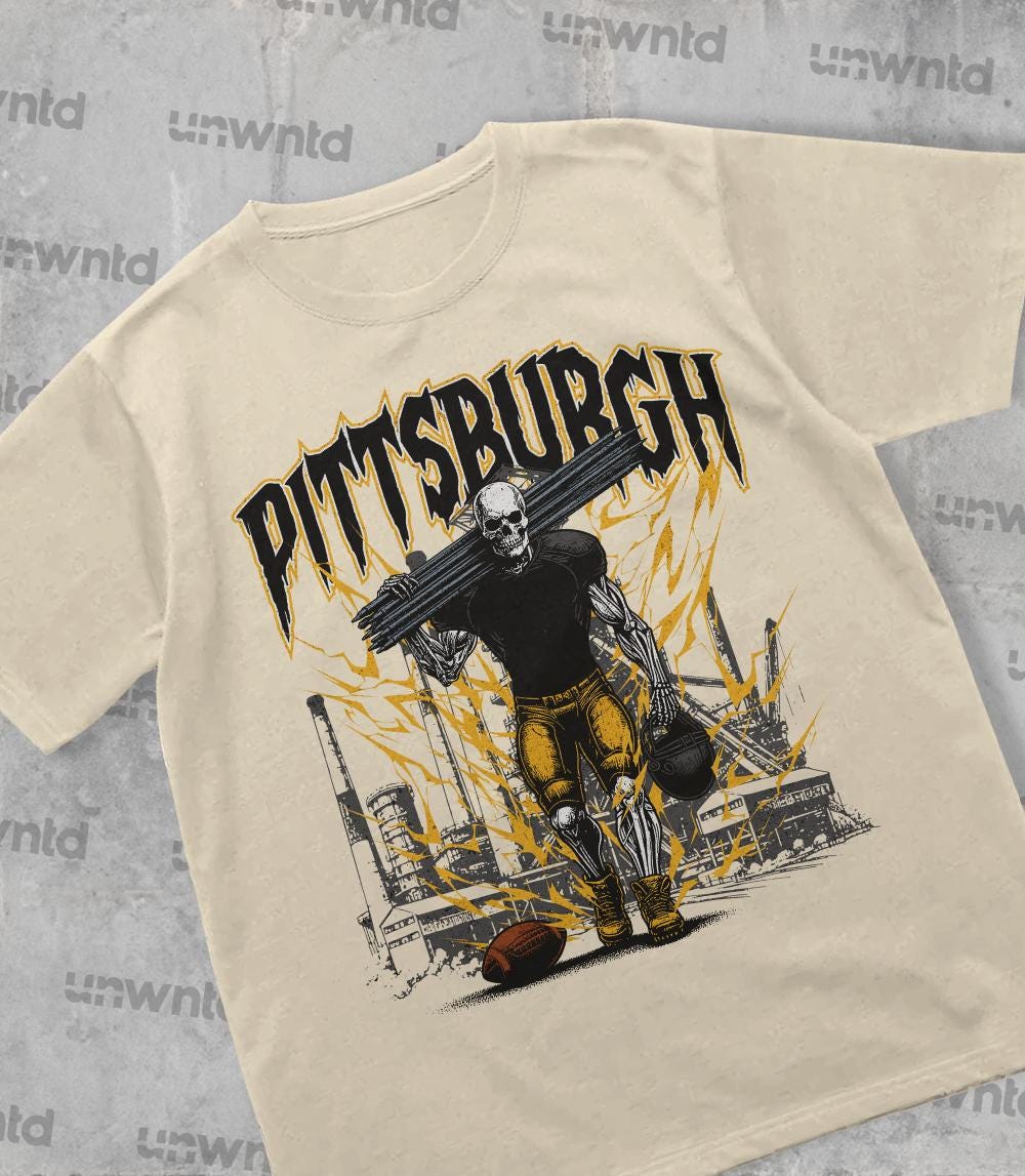 Pittsburgh Football Shirt - Graphic Tees - Skeleton Shirt - Merch Tee - Gift Shirt - Bootleg Shirt - Vintage - Skeleton Football Shirt