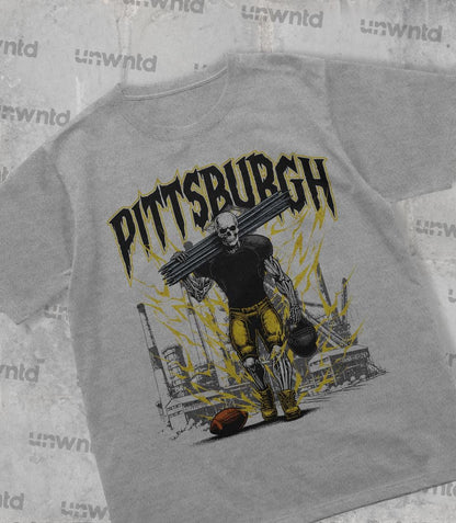 Pittsburgh Football Shirt - Graphic Tees - Skeleton Shirt - Merch Tee - Gift Shirt - Bootleg Shirt - Vintage - Skeleton Football Shirt