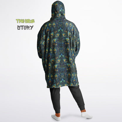 Psychedelic Trippy Print Snug Hoodie,Green Printed Hooded Blanket,Blanket Sleeves,Lounge Wear, Novelty Birthday Christmas Gifts for Him Her