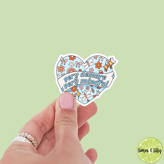 Very Demure Very Mindful Rainbows Butterflies Heart Sticker | Mental Health Sticker | Kindle Sticker | Bookish Stickers | Mood Reader