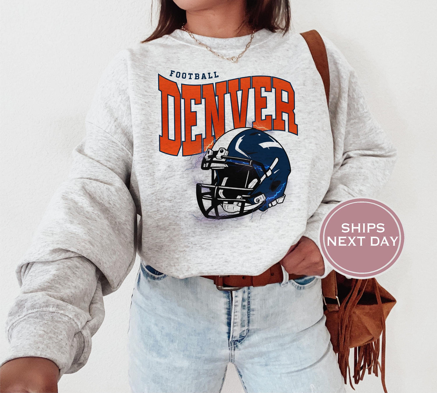 Denver Football Sweatshirt, Vintage Denver Crewneck, Retro Denver Sweatshirt, Denver Varsity Sweatshirt, Denver Long Sleeve