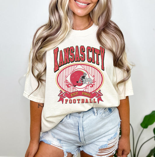 Kansas City Football Retro 90s Style Shirt, Kansas City Football Crewneck Sweatshirt, Football Shirt, Kansas City Fan Gifts