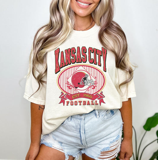 Retro Kansas City Football 90s Style 2 Side Shirt, Kansas City Football Crewneck Sweatshirt, Football Shirt, Custom Kansas City Fan Gifts