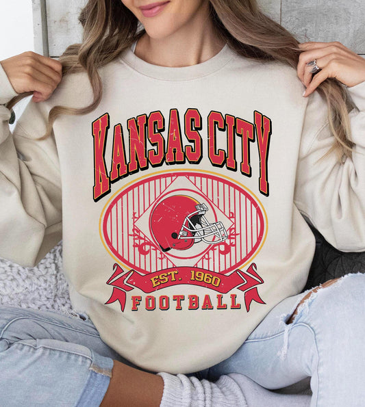 Kansas City Football Retro 90s Style Shirt, Kansas City Football Crewneck Sweatshirt, Football Shirt, Kansas City Fan Gifts