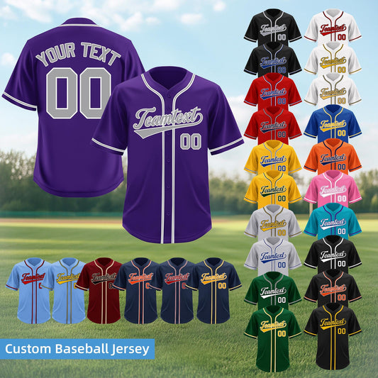 Custom Embroidered Baseball Jersey Personalized Team Logo Name and Number Unisex Sportswear Breathable Design Suitable for All Ages