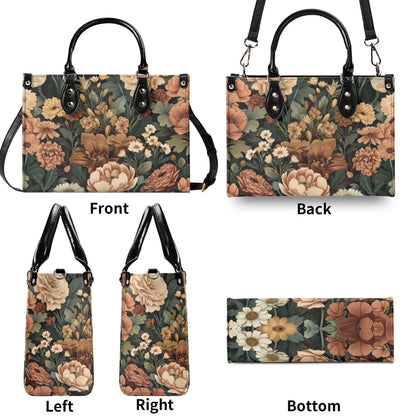 Botanical Bliss Bag - Vegan Leather, Crossbody or Shoulder Carry, Inside Pocket & Removable Strap