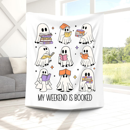 Ghost book blanket, weekend is booked blanket, Halloween book ghost blanket, Ghost reading blanket, funny reading blanket